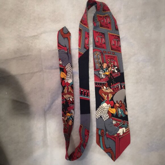 Vintage Extremely Rare Looney Tunes Cartoon Character 100% Silk Men's Necktie - Picture 3 of 5